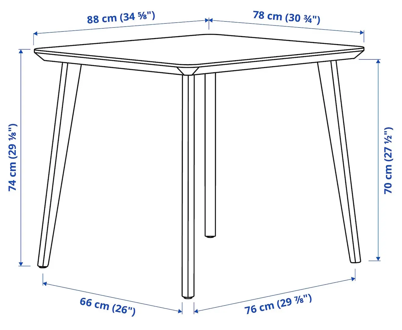 Обеденный набор Ikea Lisabo/Lyckan 88x78 1+2 (Ясень/Берёза)