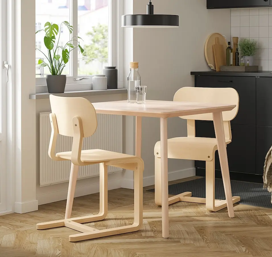 Обеденный набор Ikea Lisabo/Lyckan 88x78 1+2 (Ясень/Берёза)