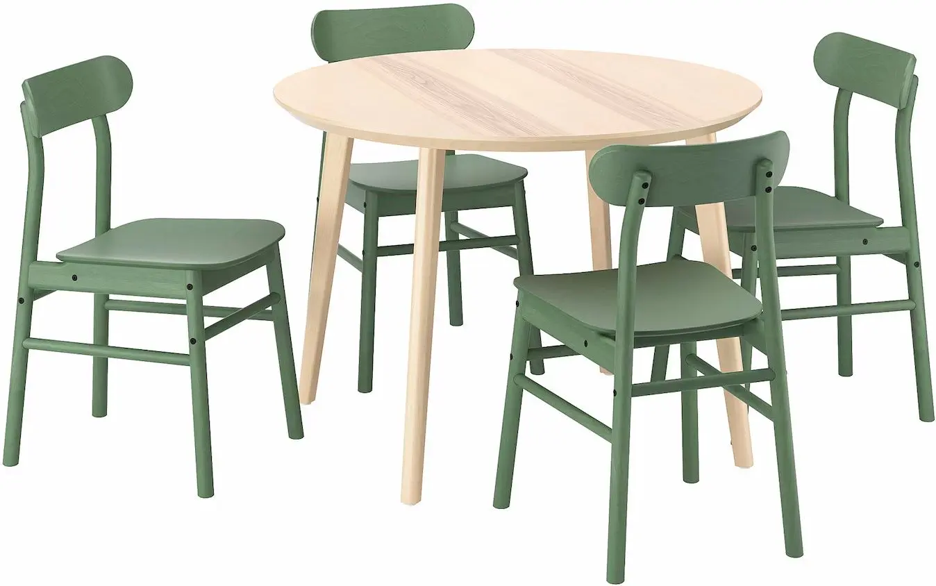 Set masa scaune Ikea Lisabo/Ronninge 105cm 1+4 (Furnir frasin/Verde)