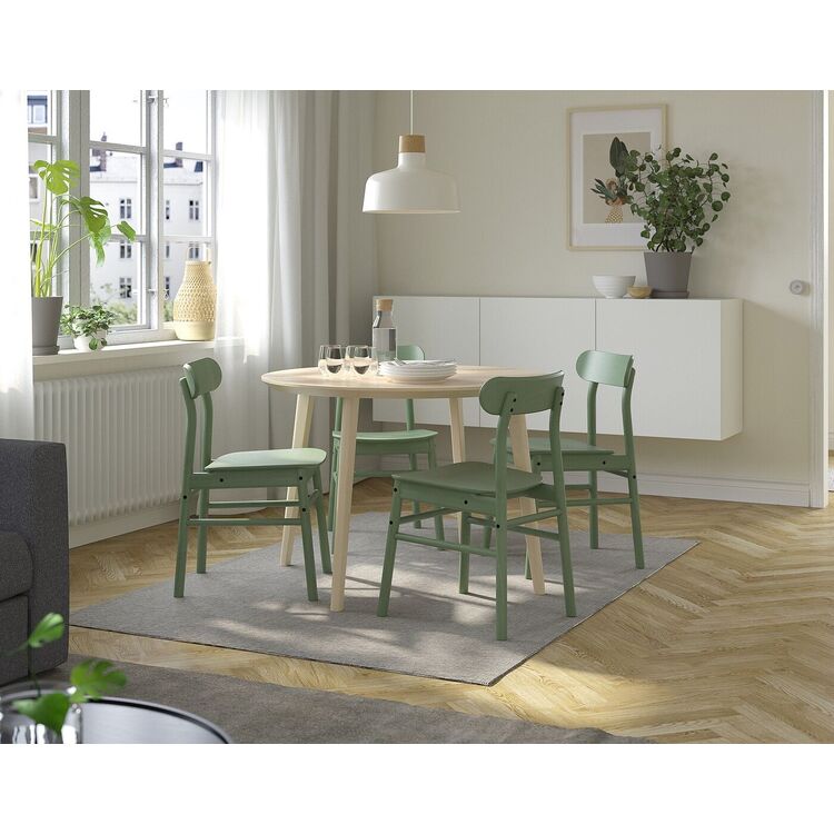 Set masa scaune Ikea Lisabo/Ronninge 88x78cm 1+2 (Furnir frasin/Verde)