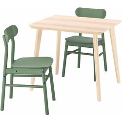 Set masa scaune Ikea Lisabo/Ronninge 88x78cm 1+2 (Furnir frasin/Verde) Thumb