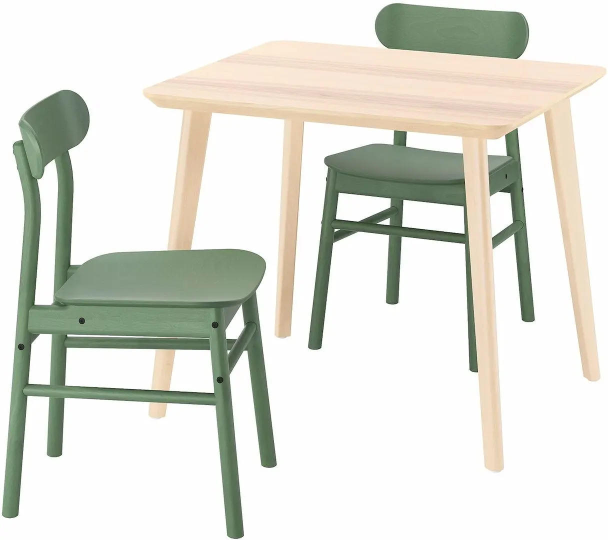 Set masa scaune Ikea Lisabo/Ronninge 88x78cm 1+2 (Furnir frasin/Verde)