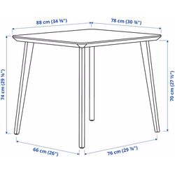 Set masa scaune Ikea Lisabo/Ronninge 88x78cm 1+2 (Furnir frasin/Verde) Thumb