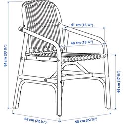Обеденный набор Ikea Lisabo/Salno/Gransel 140x78см 1+4 (Черный/Ротанг/Натуральный) Thumb