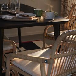 Обеденный набор Ikea Lisabo/Salno/Gransel 140x78см 1+4 (Черный/Ротанг/Натуральный) Thumb