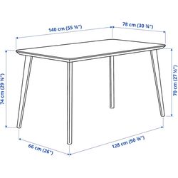 Обеденный набор Ikea Lisabo/Salno/Gransel 140x78см 1+4 (Черный/Ротанг/Натуральный) Thumb