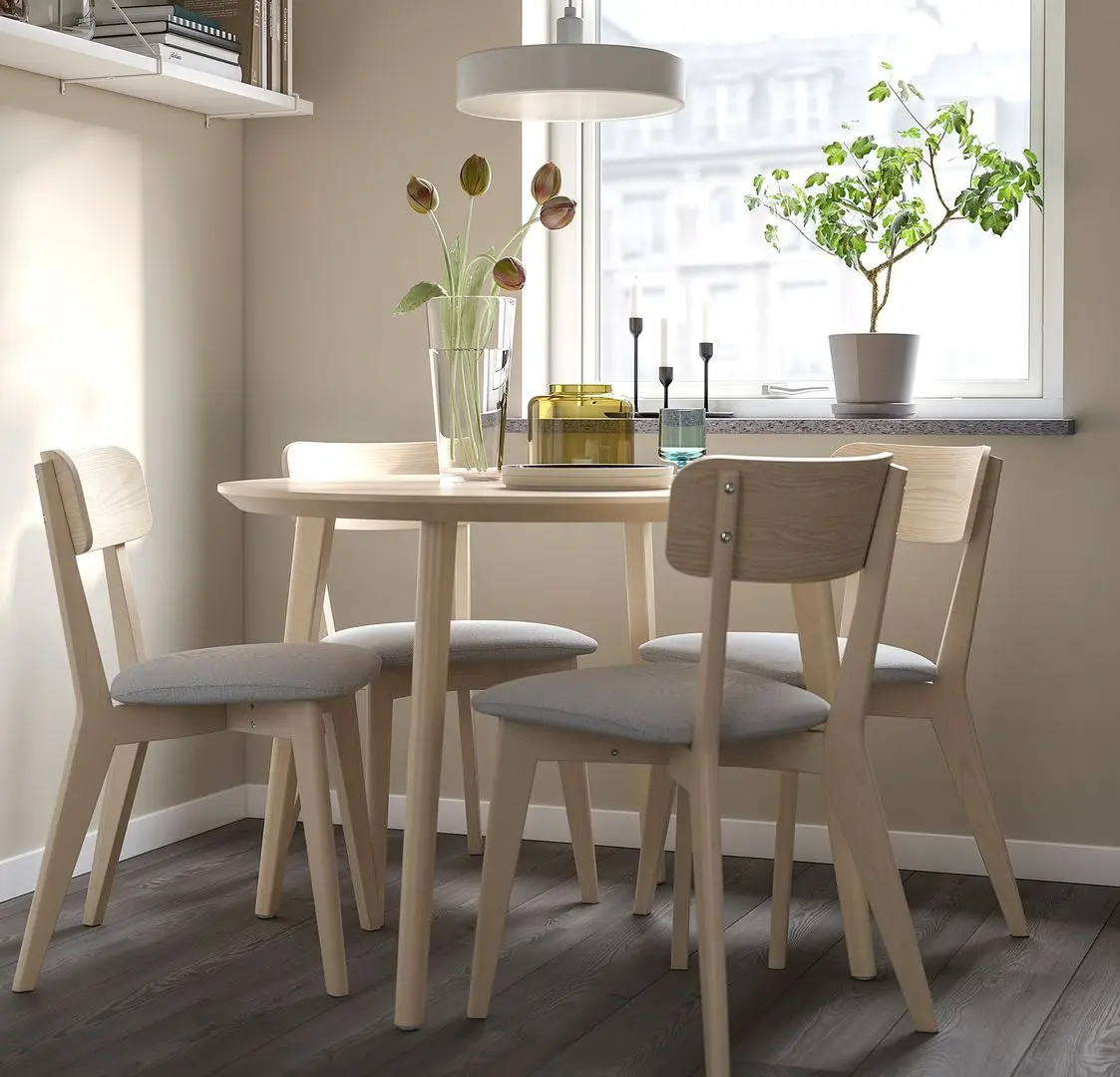 Set de sufragerie Ikea Lisabo/Tallmyra 105cm 1+4 (Frasin/Gri)