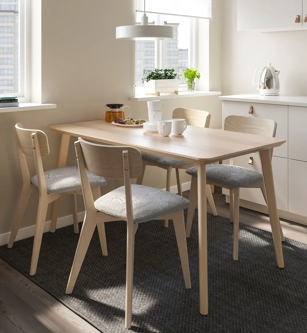 Set de sufragerie Ikea Lisabo/Tallmyra 140x78cm 1+4 (Frasin/Gri)