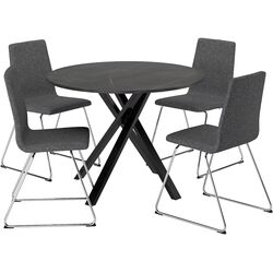 Set masa scaune Ikea Mariedamm/Lillanas/Gunnared 105cm 1+4 (Aspect marmura neagra/Gri inchis) Thumb