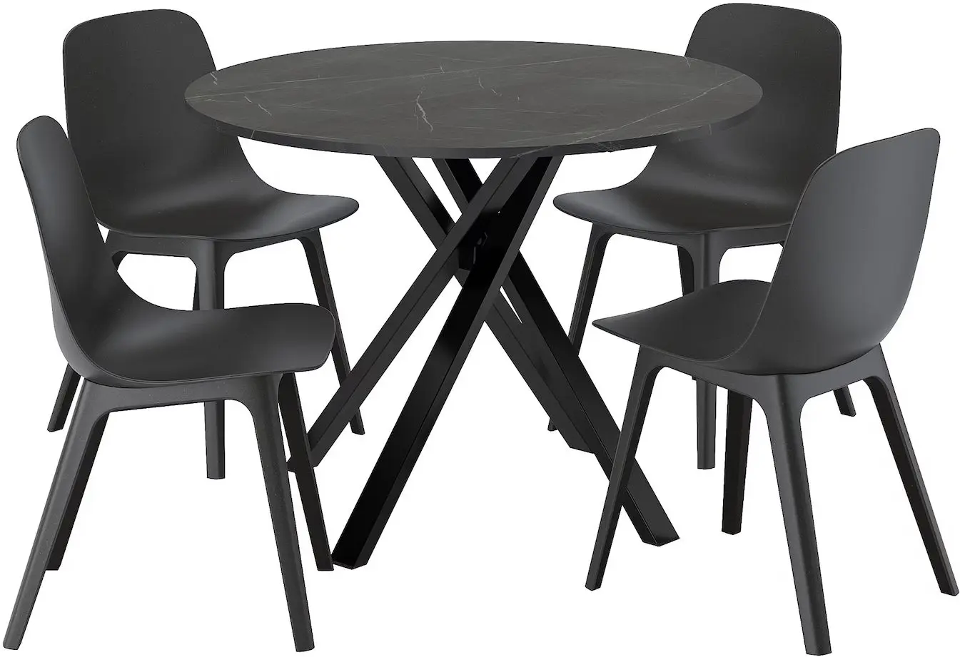Set masa scaune Ikea Mariedamm/Odger 105cm 1+4 (Negru/Aspect marmura/Antracit)