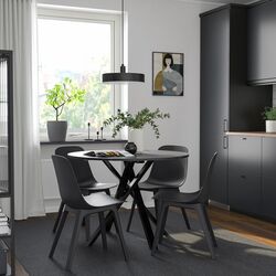 Set masa scaune Ikea Mariedamm/Odger 105cm 1+4 (Negru/Aspect marmura/Antracit)