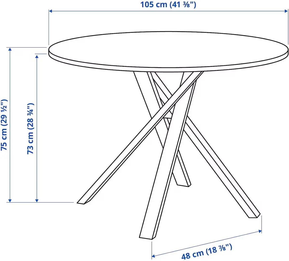 Set masa scaune Ikea Mariedamm/Odger 105cm 1+4 (Negru/Aspect marmura/Antracit)