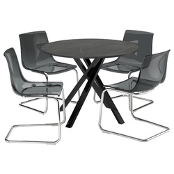 Set masa scaune Ikea Mariedamm/Tobias 105 1+4 (Aspect marmura neagra/Gri/Crom) Thumb