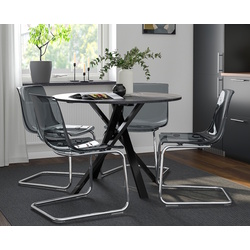 Set masa scaune Ikea Mariedamm/Tobias 105 1+4 (Aspect marmura neagra/Gri/Crom)