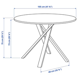 Set masa scaune Ikea Mariedamm/Tobias 105 1+4 (Aspect marmura neagra/Gri/Crom) Thumb