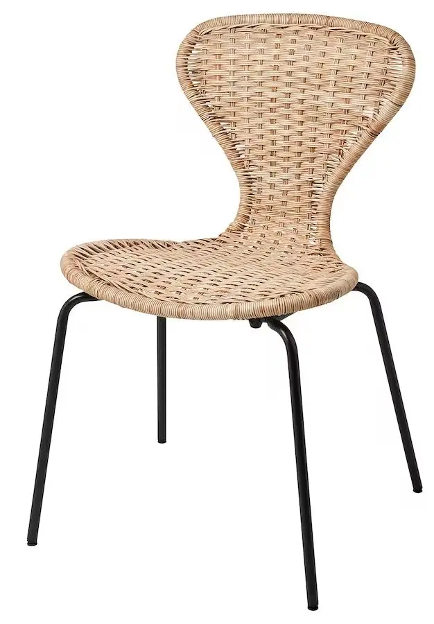 Обеденный набор Ikea Melltorp/Alvsta 75x75 Белый/Ротанг/Черный (1+2) - 5