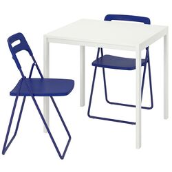 Set masa scaune Ikea Melltorp/Nisse 75cm Alb/Lila Inchis (1+2)