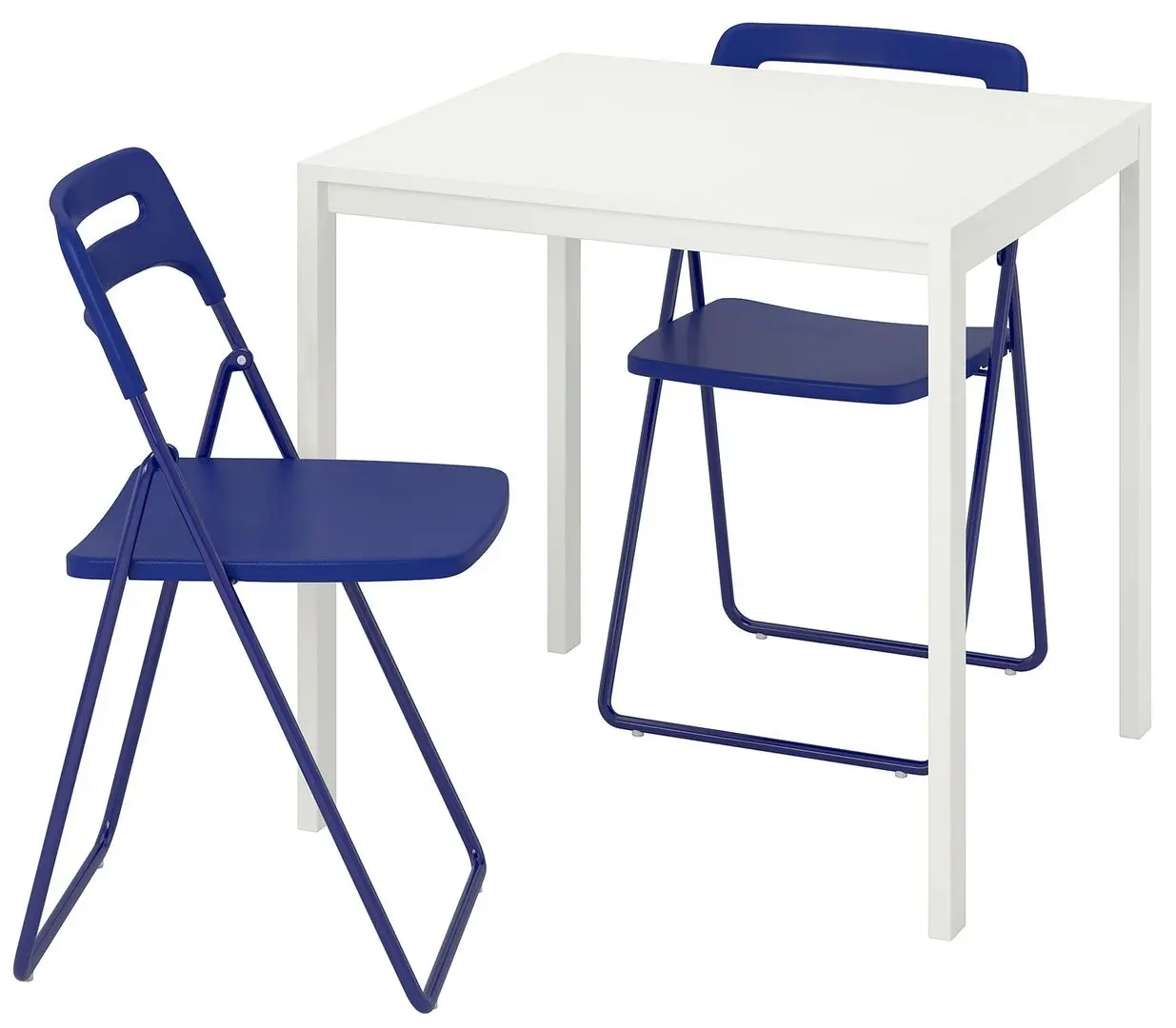 Set masa scaune Ikea Melltorp/Nisse 75cm Alb/Lila Inchis (1+2)