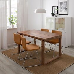 Set masa scaune Ikea Morbylanga/Bernhard 140X85 Furnir stejar/Mjuk Maro-auriu (1+4) Thumb