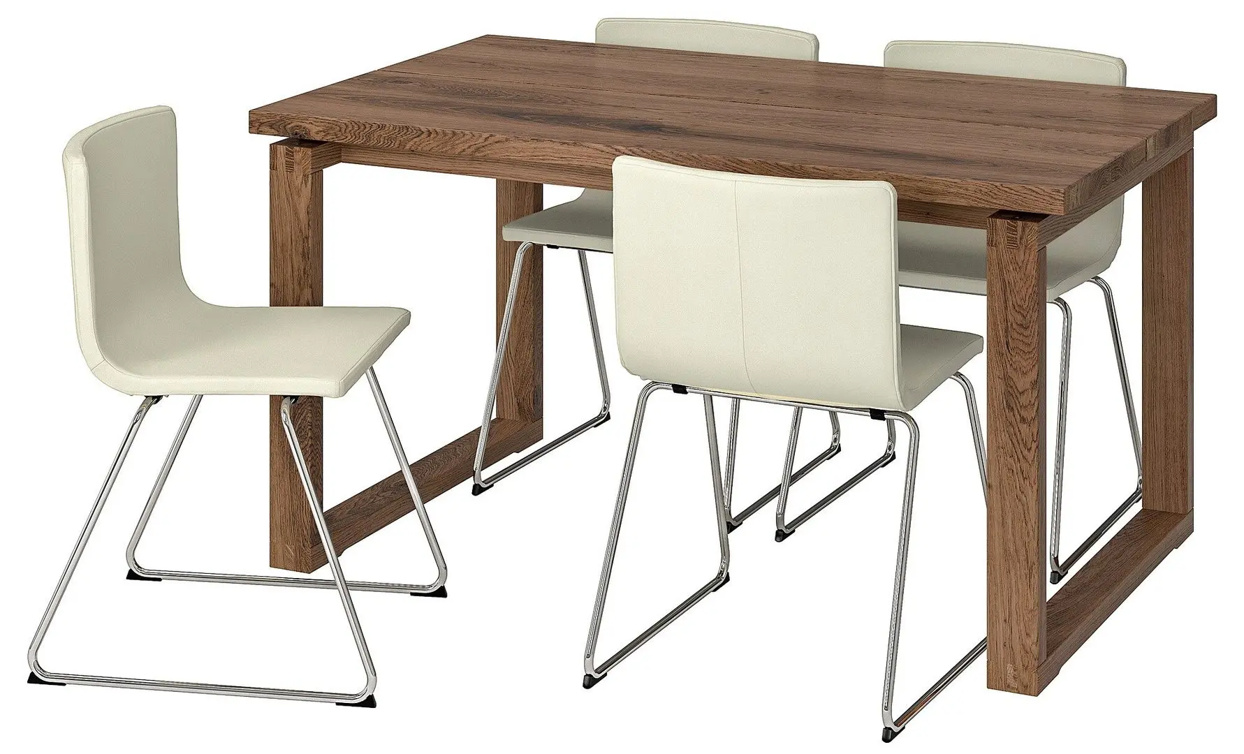 Set masa scaune Ikea Morbylanga/Bernhard 140x85 Maro/Mjuk Alb (1+4)