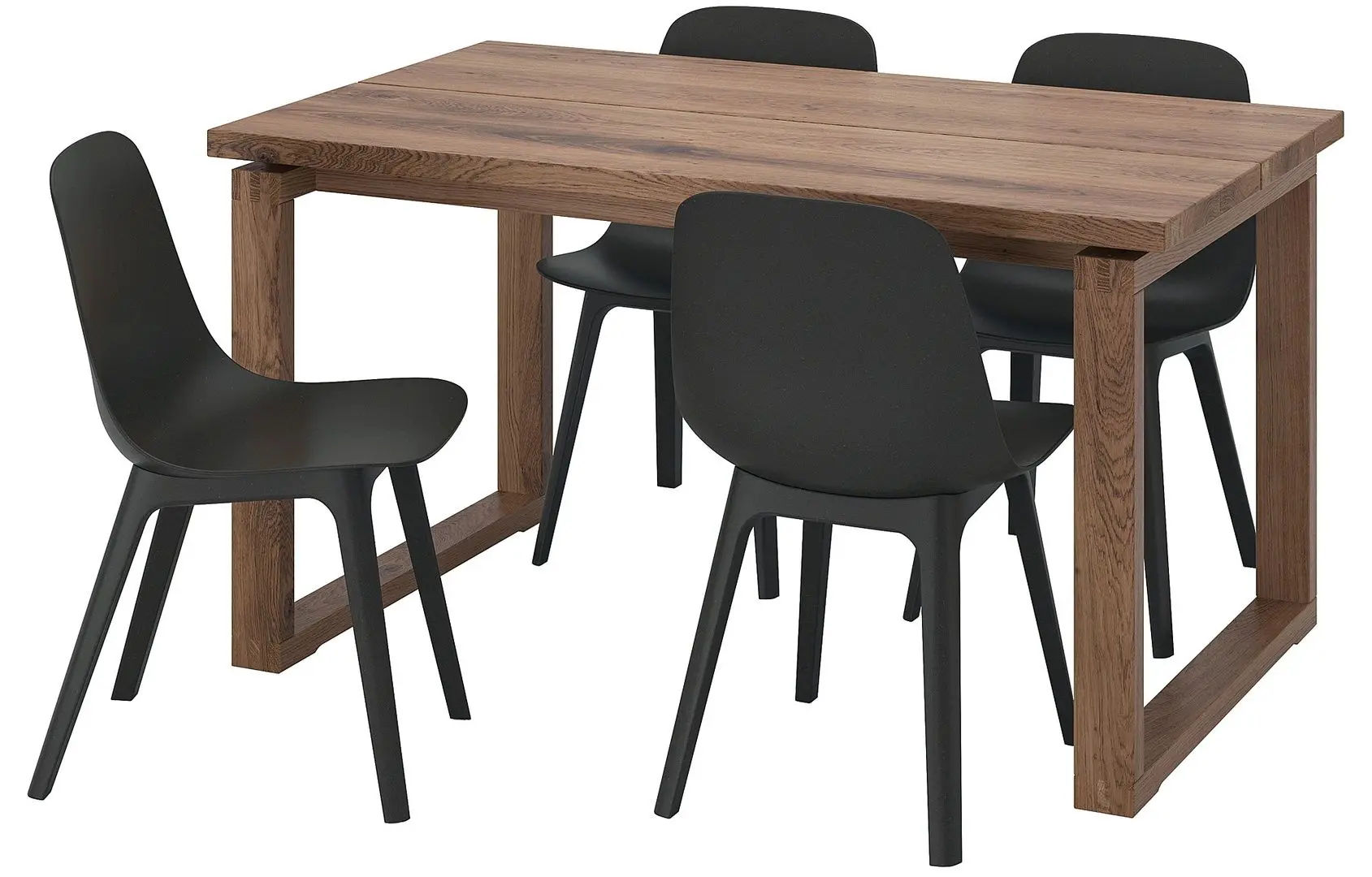 Set masa scaune Ikea Morbylanga/Odger 140x85 Furnir Stejar Maro/Antracit (1+4)