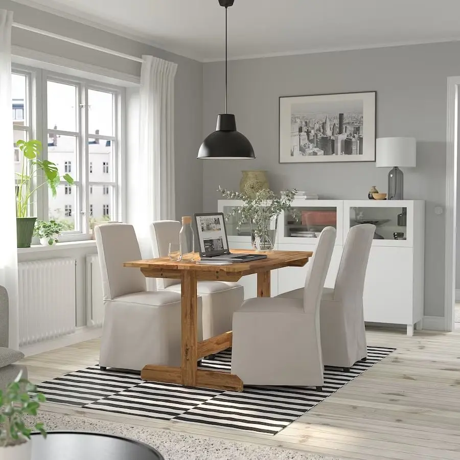 Обеденный набор Ikea Nackanas/Bergmund 140 Черная Акация/Колбода Бежевый/Темно-серый (1+4) - 2