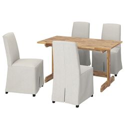 Обеденный набор Ikea Nackanas/Bergmund 140 Черная Акация/Колбода Бежевый/Темно-серый (1+4)