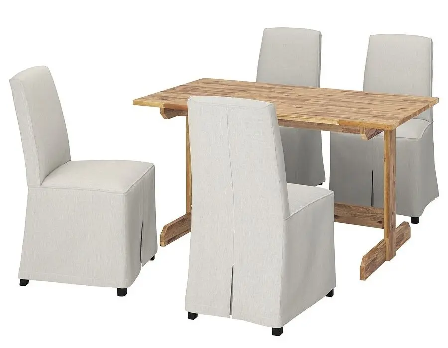 Обеденный набор Ikea Nackanas/Bergmund 140 Черная Акация/Колбода Бежевый/Темно-серый (1+4)
