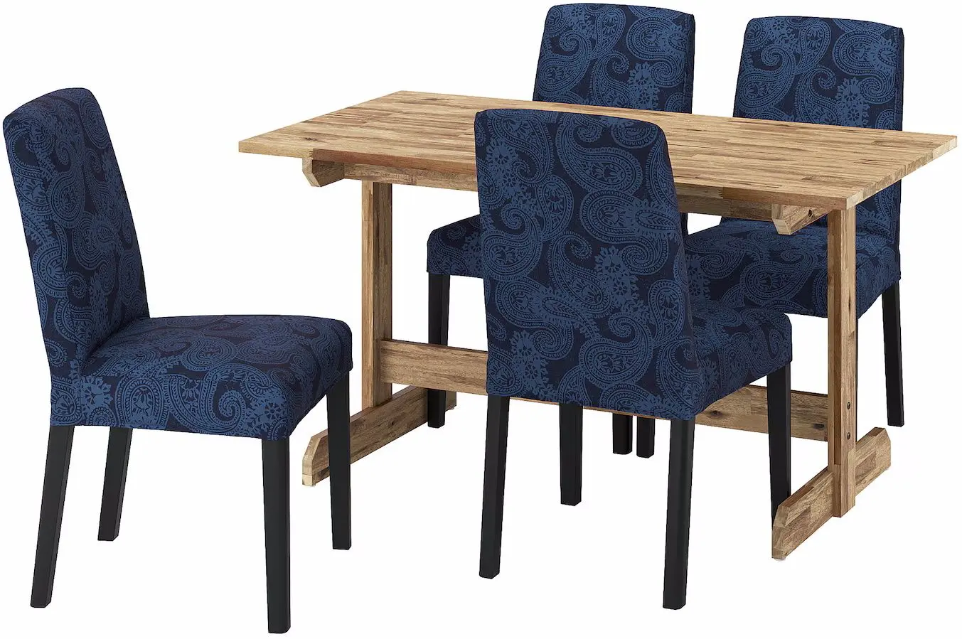 Set masa scaune Ikea Nackanas/Bergmund/Kvillsfors 140cm 1+4 (Acacia/Albastru/Negru) - 2