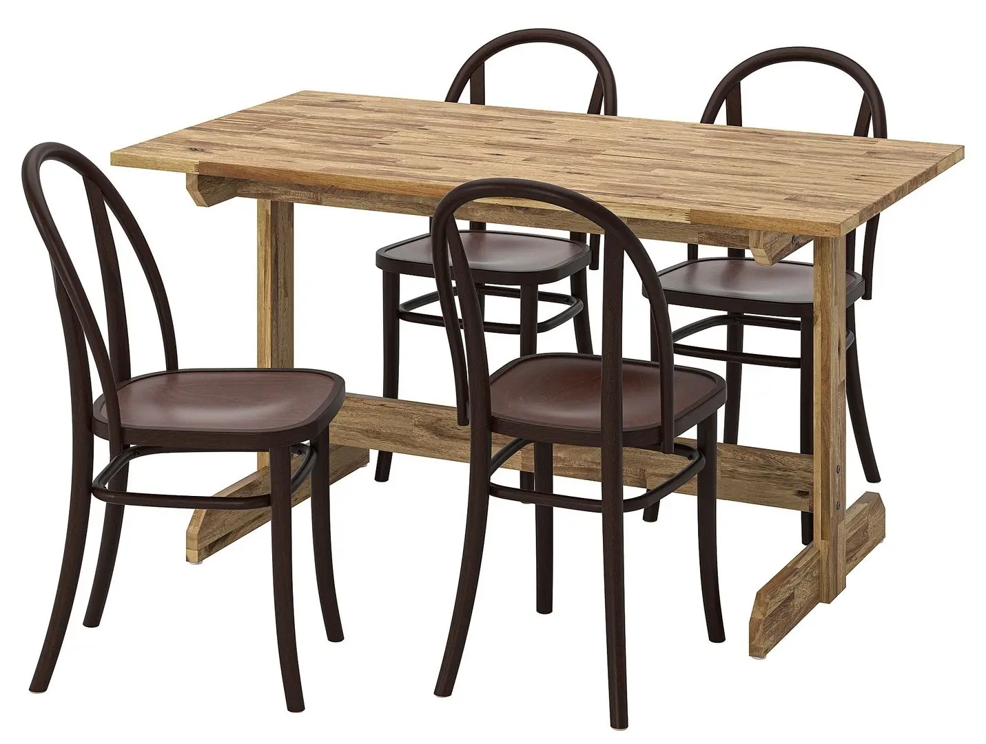 Set de sufragerie Ikea Nackanas/Skogsbo 140cm 1+4 (Acacia/Maro inchis)