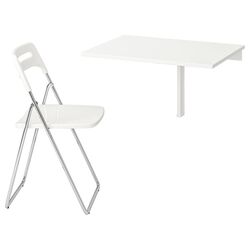 Set masa scaune Ikea Norberg/Nisse 74 cm Alb/Cromat (1+1)