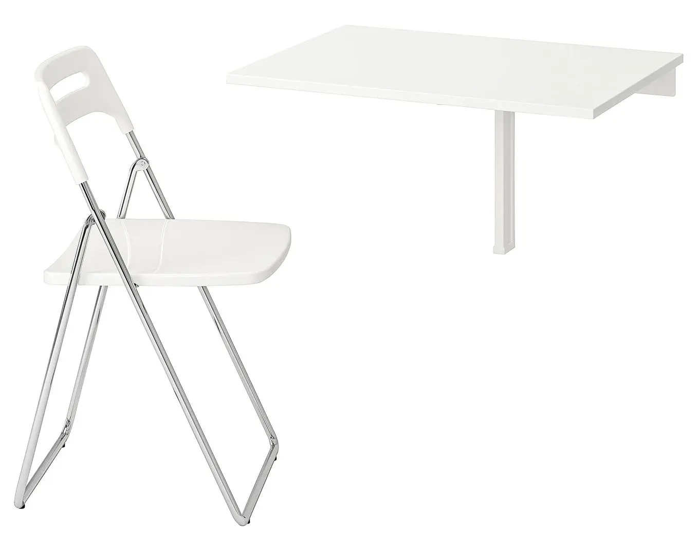 Set masa scaune Ikea Norberg/Nisse 74 cm Alb/Cromat (1+1)