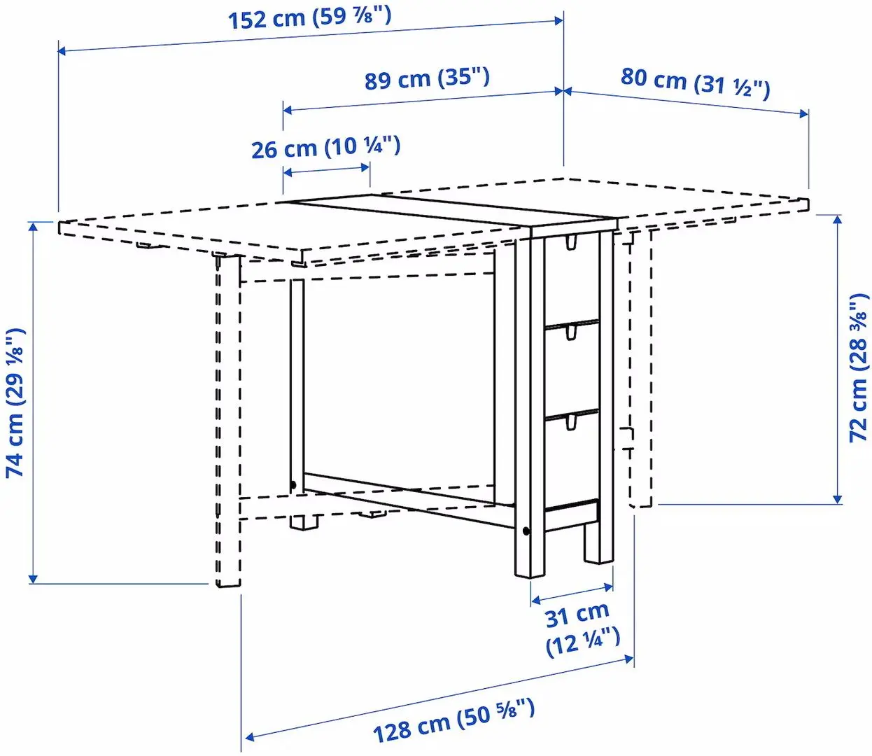 Set masa scaune Ikea Norden/Frosvi/Knisa 26/89/152cm 1+4 (Alb/Gri)