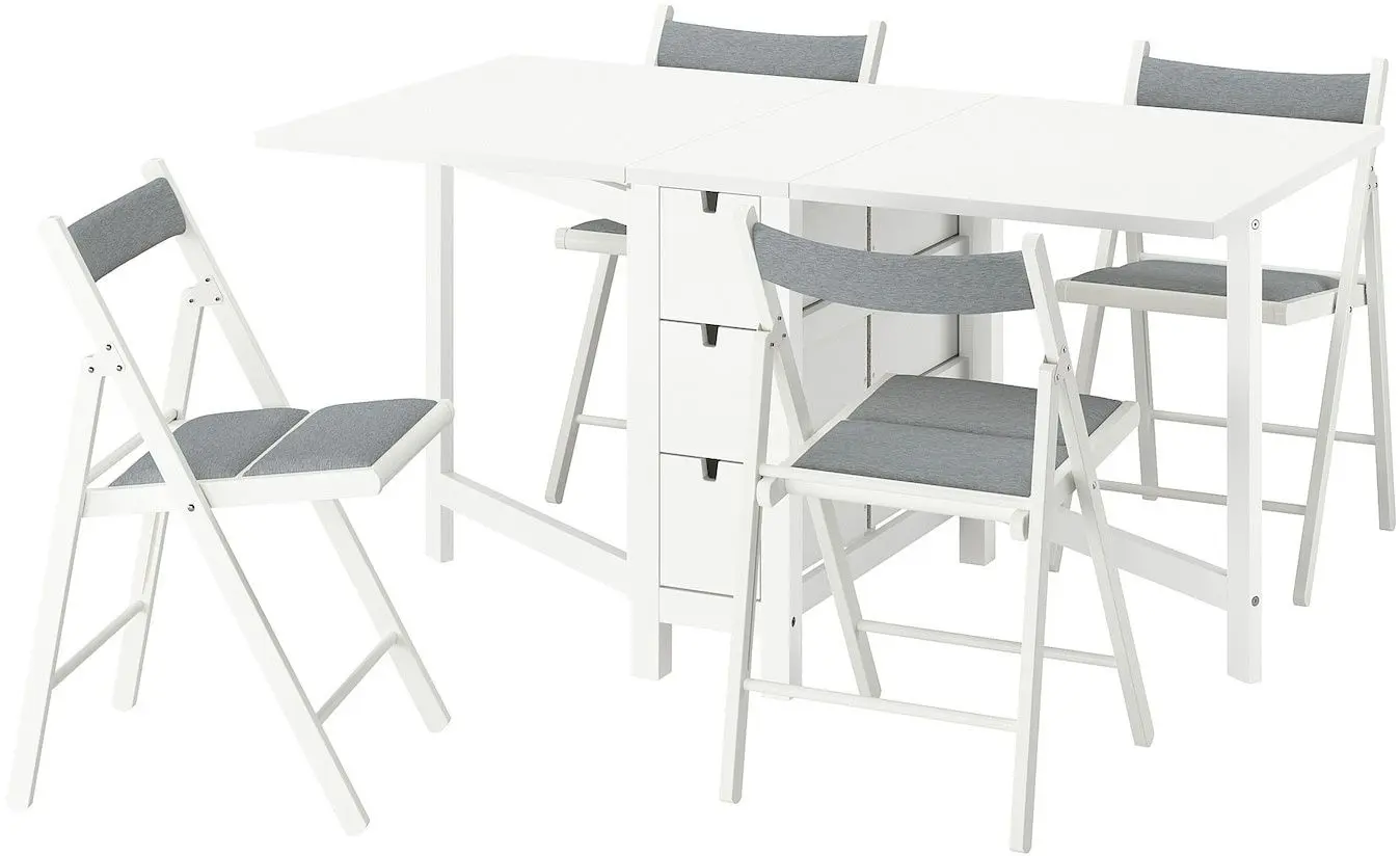 Set masa scaune Ikea Norden/Frosvi/Knisa 26/89/152cm 1+4 (Alb/Gri)