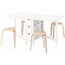Обеденный набор Ikea Norden/Kyrre 26/89/152см 1+4 (Белый/Береза) Thumb
