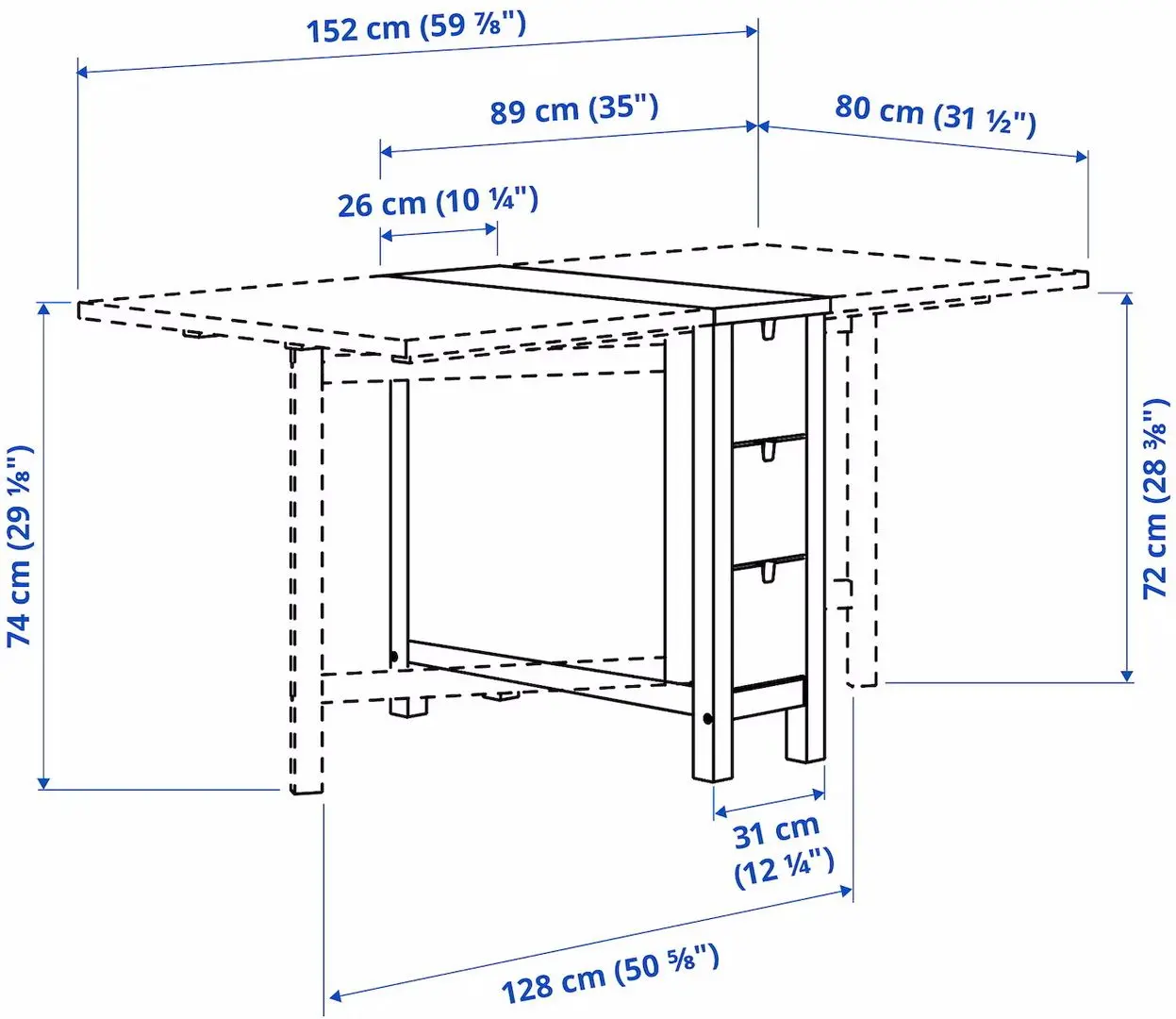 Обеденный набор Ikea Norden/Kyrre 26/89/152см 1+4 (Белый/Береза)