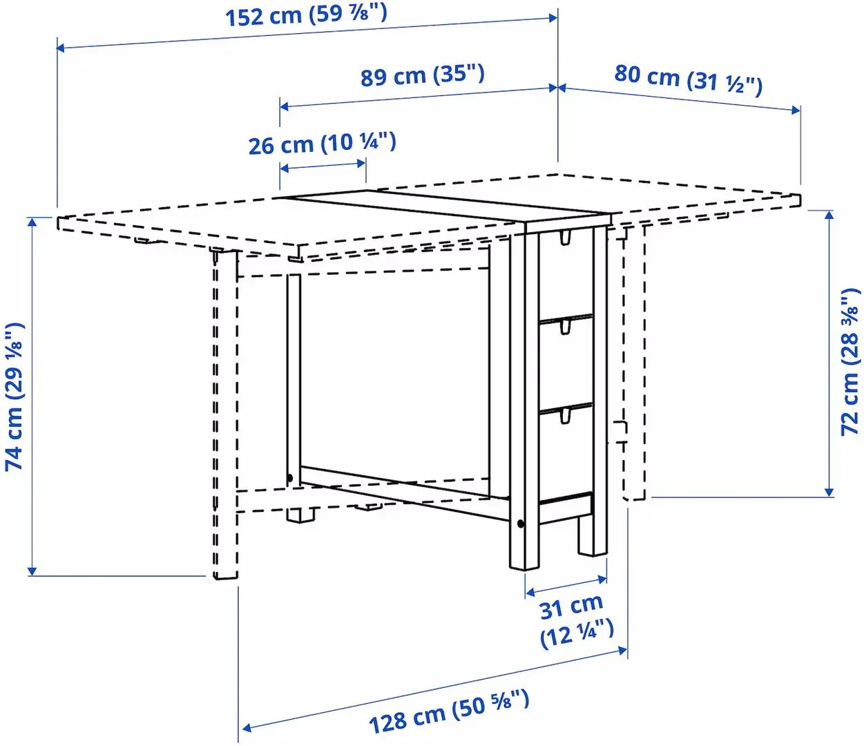 Обеденный набор Ikea Norden/Kyrre 26/89/152см 1+4 (Береза)