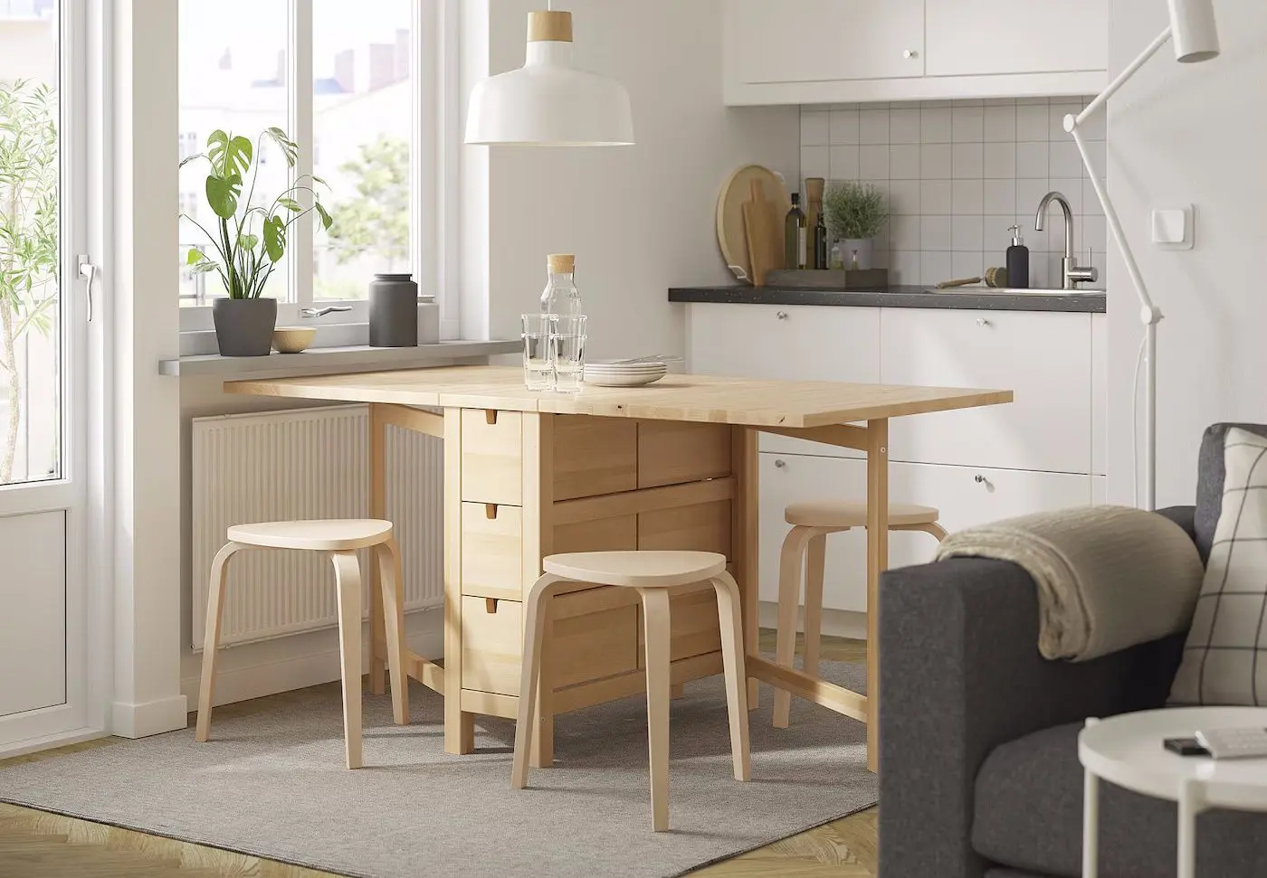 Обеденный набор Ikea Norden/Kyrre 26/89/152см 1+4 (Береза)