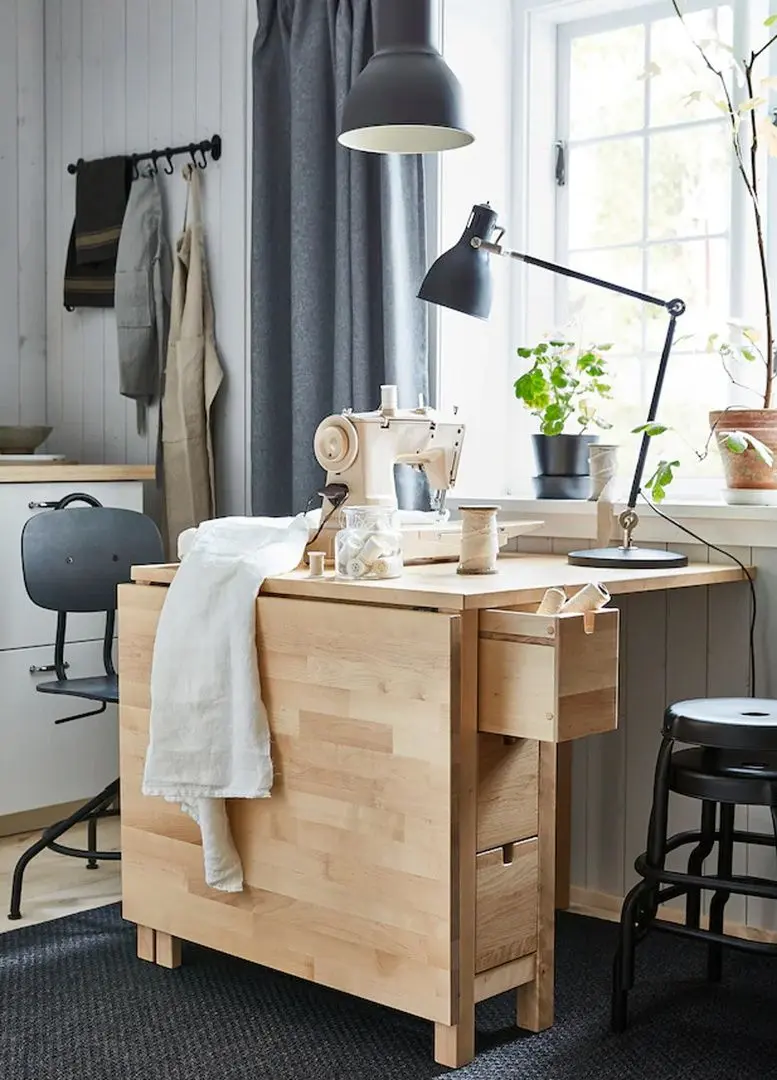 Обеденный набор Ikea Norden/Lisabo 26x89x152 Береза/Черный (1+4) - 5