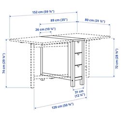 Обеденный набор Ikea Norden/Lisabo 26x89x152 Береза/Черный (1+4) Thumb