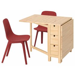 Обеденный набор Ikea Norden/Odger 26x89x152 Береза/Красный (1+2)