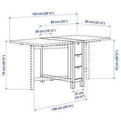 Обеденный набор Ikea Norden/Odger 26x89x152 Береза/Красный (1+2) Thumb