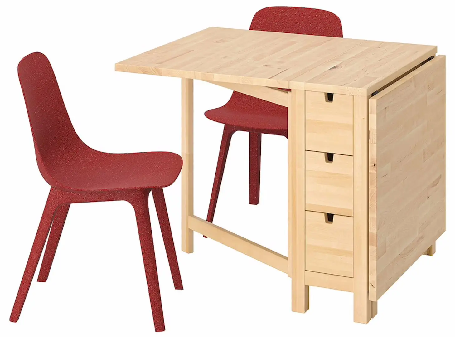 Обеденный набор Ikea Norden/Odger 26x89x152 Береза/Красный (1+2)