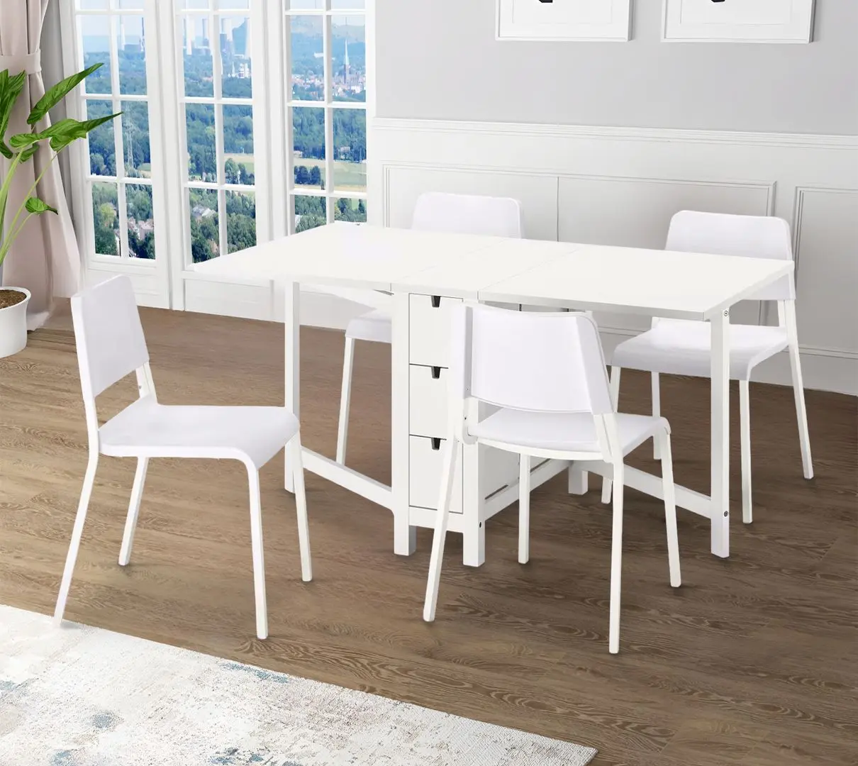 Set masa scaune Ikea Norden/Teodores 26/89/152cm 1+4 (Alb)