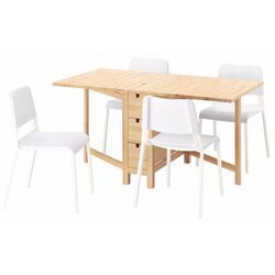 Set masa scaune Ikea Norden/Teodores 26/89/152cm 1+4 (Mesteacan/Alb) Thumb