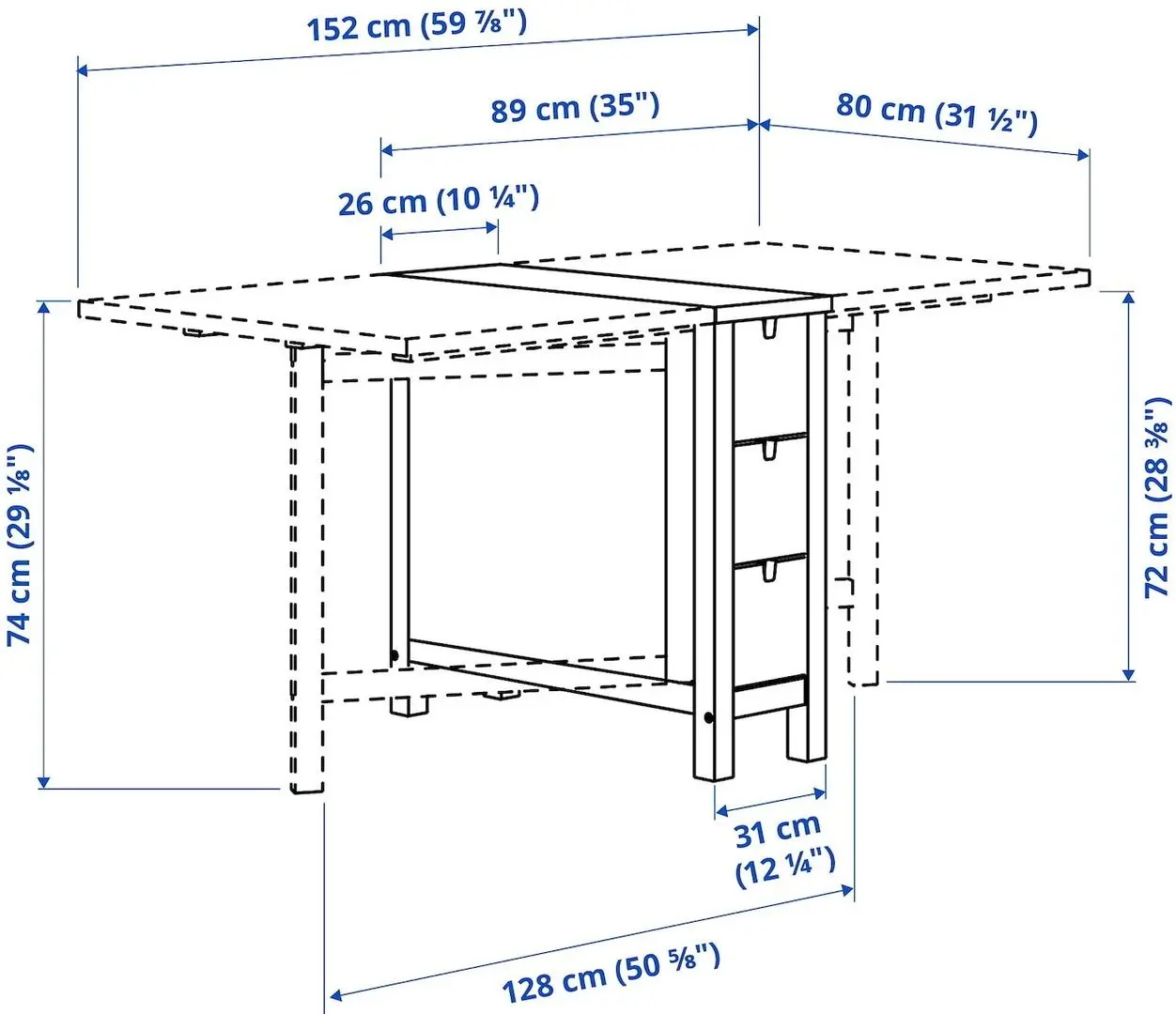 Set masa scaune Ikea Norden/Teodores 26/89/152cm 1+4 (Mesteacan/Alb)