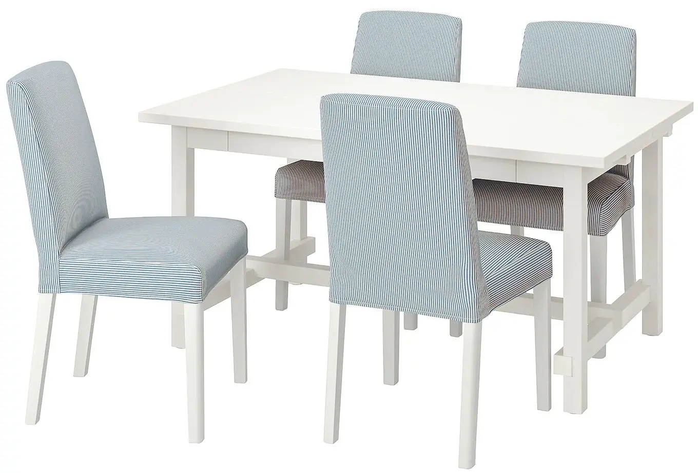 Обеденный набор Ikea Nordviken/Bergmund 152x223 Белый/Роммеле Темно-Белый (1+4)