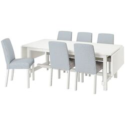 Set masa scaune Ikea Nordviken/Bergmund 210x289 Alb/Rommele Alb Inchis (1+6)