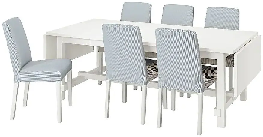 Обеденный набор Ikea Nordviken/Bergmund 210x289 Белый/Роммеле Темно-Белый (1+6)