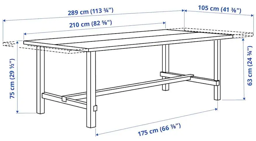 Обеденный набор Ikea Nordviken/Bergmund/Ryrane 210/289см 1+6 (Черный/Темно-синий)